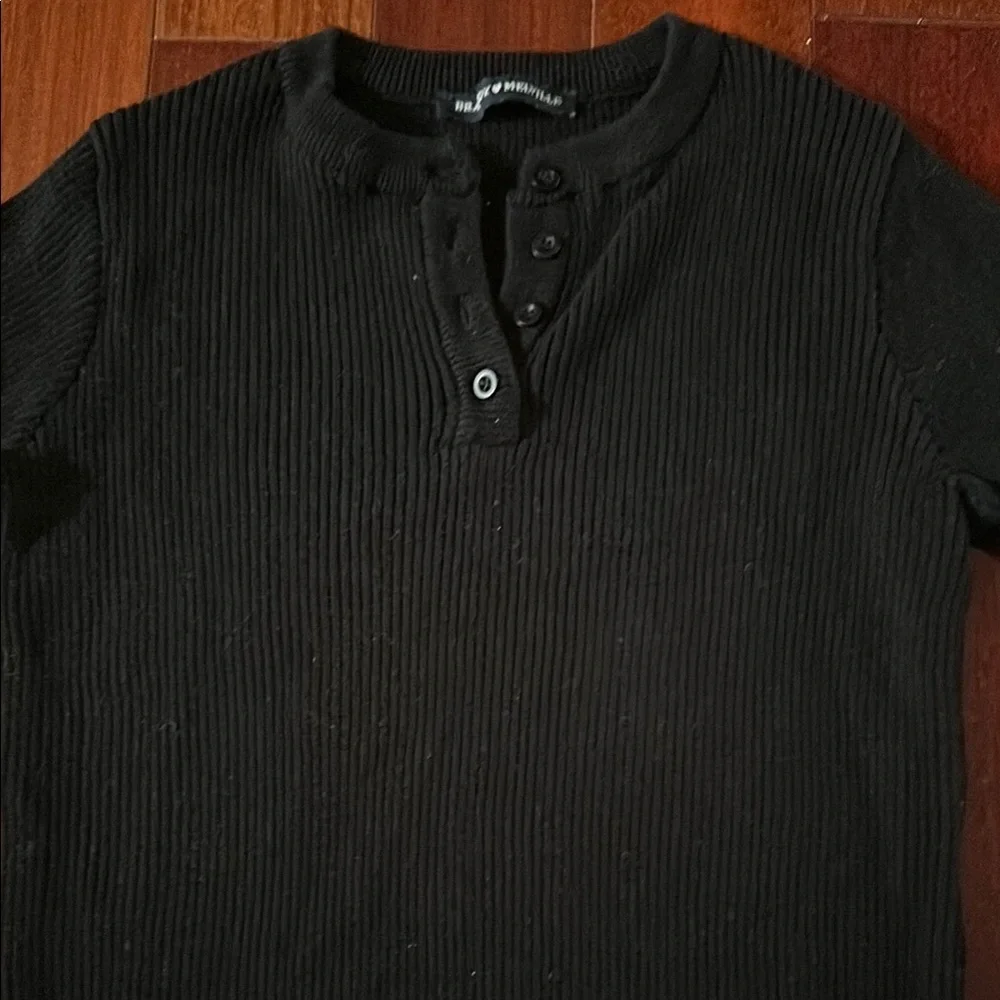 Black Long Sleeve Ribbed Top